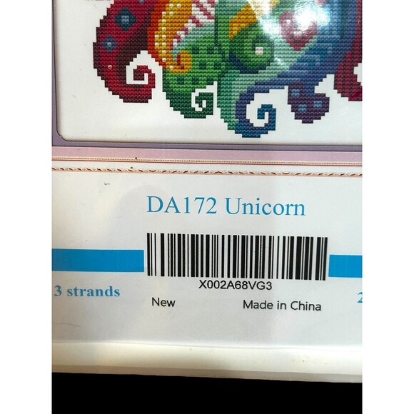 Maydear Rainbow Unicorn Stamped Cross Stitch Embroidery Kit Needlework 15” x11” - Picture 4 of 7